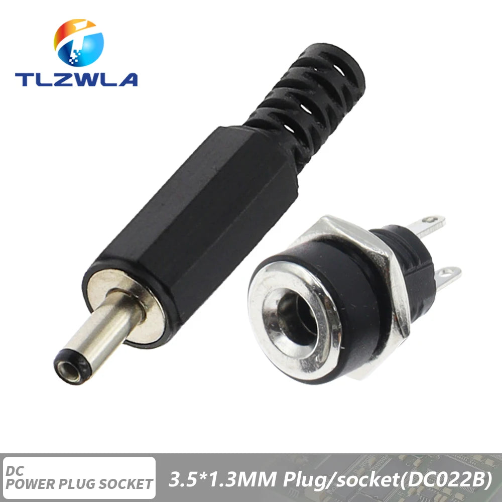 10Pcs DC Connectors 5.5x2.1mm 3.5x1.3mm DC Power Plug Male Female Jack Socket Nut Panel Mount DC Power Adapter Connector 5.5*2.1