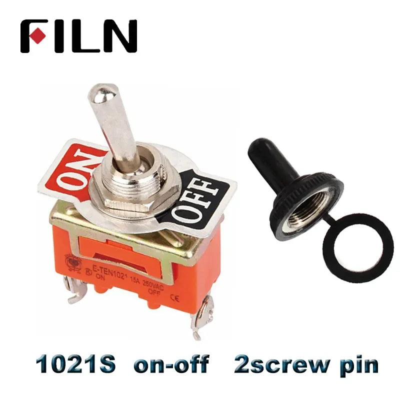 FILN 15A 250V Toggle Switches Miniature Thumb Lever on Off SPST SPDT DPDT Power Rocker Waterproof Cap for Electronics
