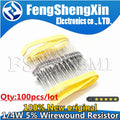 100pcs 1/4W 5% Wirewound Resistor Fuse 0.1R 0.22R 0.5R 1R 2.2R 3.3R 3.9R 4.7R 5.1R 10R 20R 22R 30R 33R 47R 51R 68R 100R