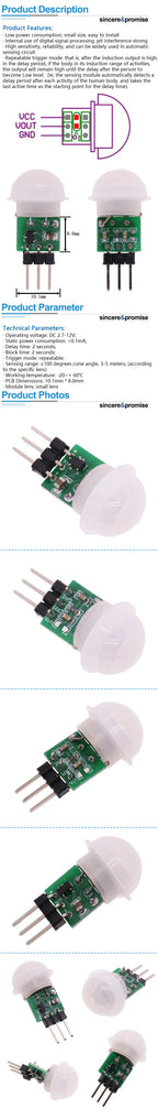 Mini IR Pyroelectric Infrared PIR Motion Human Sensor Automatic Detector Module AM312 Sensor DC 2.7 to 12V