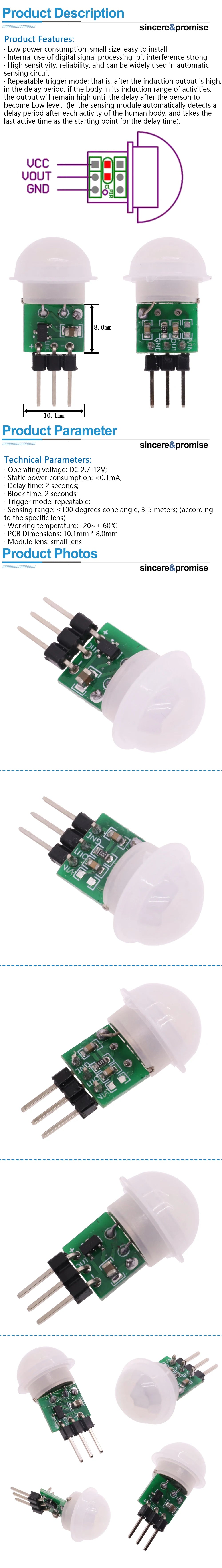 Mini IR Pyroelectric Infrared PIR Motion Human Sensor Automatic Detector Module AM312 Sensor DC 2.7 to 12V