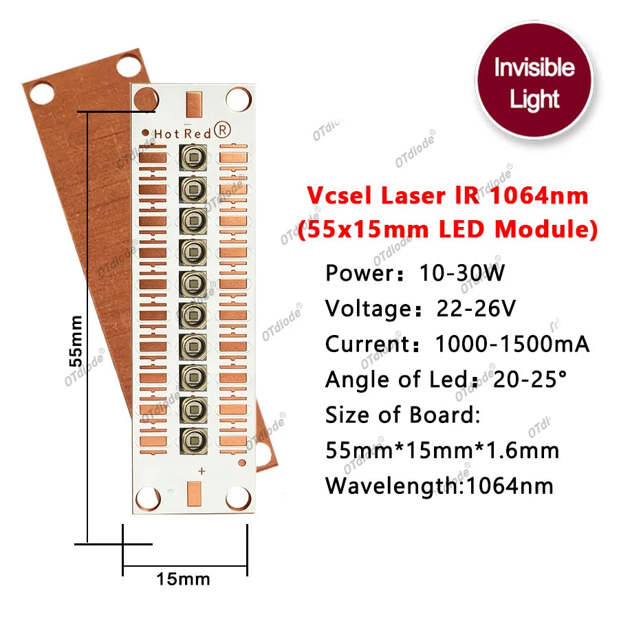 3535 Vcsel Laser High Power LED Chip IR Infrared 10W 20W 30W 50W 60W 80W 100W 850nm 940Nm 808nm 980nm 1064nm Sensing Monitoring