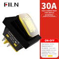 FILN 30A/220V Heavy Duty 4 Pin DPST IP67 Sealed Waterproof T85 Auto Boat Marine Toggle Rocker Switch with LED 12V 220V 30x22