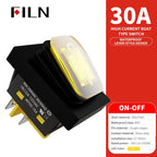 FILN 30A/220V Heavy Duty 4 Pin DPST IP67 Sealed Waterproof T85 Auto Boat Marine Toggle Rocker Switch with LED 12V 220V 30x22