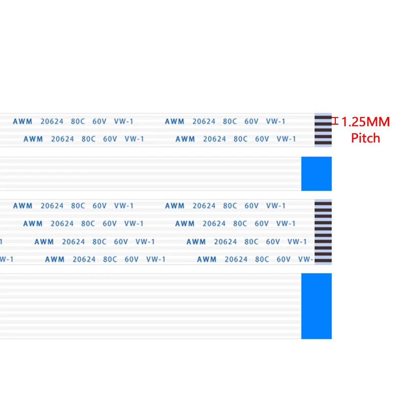 1.25mm Pitch FPC FFC Ribbon Flexible Flat Cable 4/5/6/8/10/11/12/13/14/15/16/17/18/19/20/21/22/23P/24/25/26/28/30P 100/200/300MM