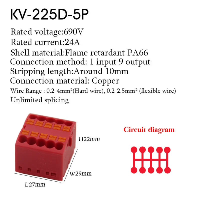 Wire Electrical Cable Connectors PTFIX 2.5mm² Terminal Block Plug-in Splitter Spliceable DIN-Rail Junction Box Connection Tools