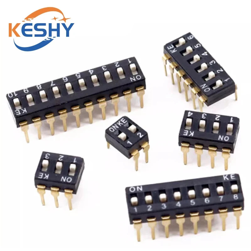 10pcs/lot Slide Type SMT SMD Dip Switch, 2.54mm Pitch 2 Row 4 Pin 2 Position / 8 pin 4 Position / 16 pin 8 Position