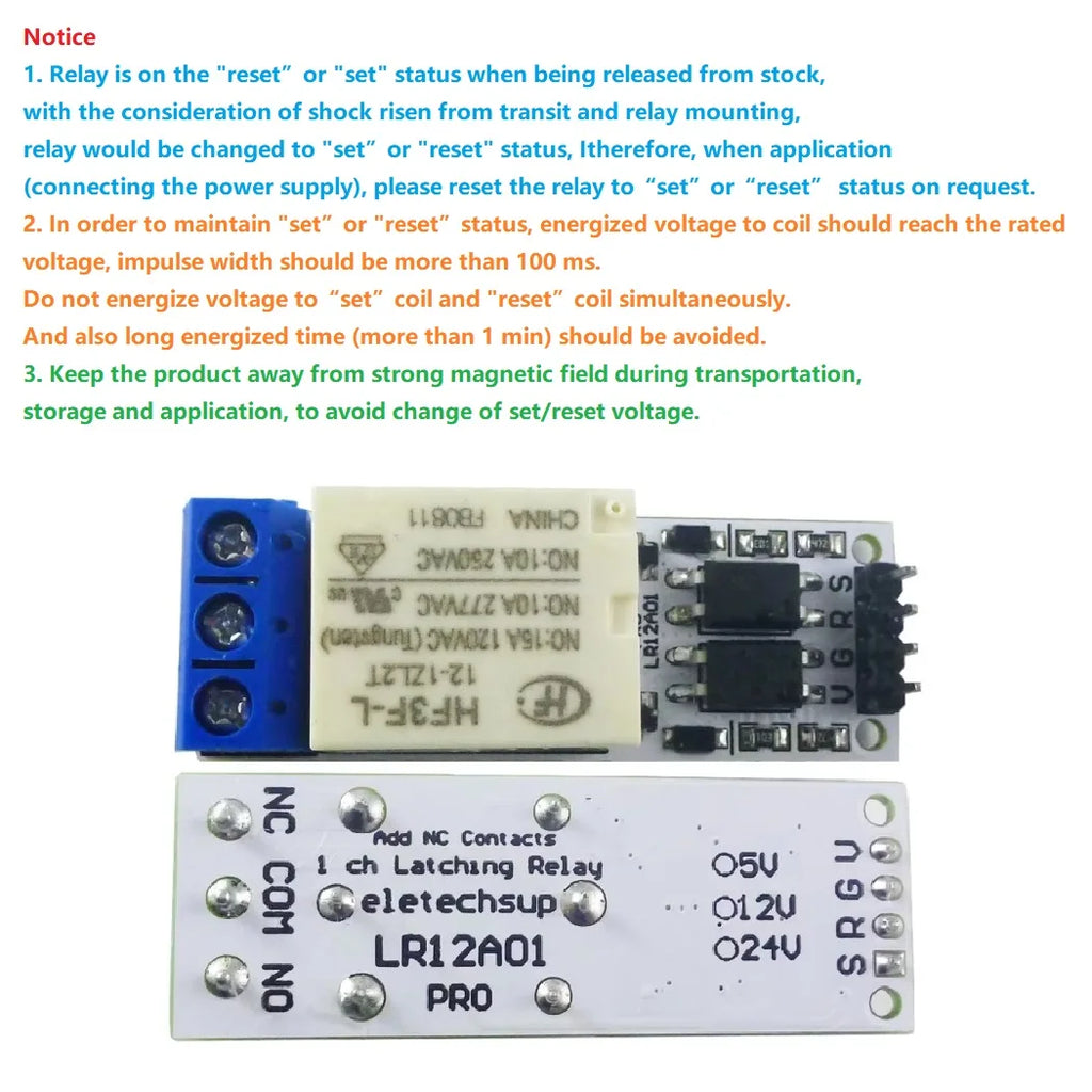 DC 5V 12V 24V Magnetic Latching Relay Module Bistable Self-locking Flip-Flop Latch Switch Board for Arduino ESP32