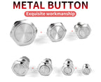 12/16/19/22/25/30/40mm Waterproof Metal Push Button Switch NO LED Light Momentary Latching Car Engine Power Switch  1NO1NC