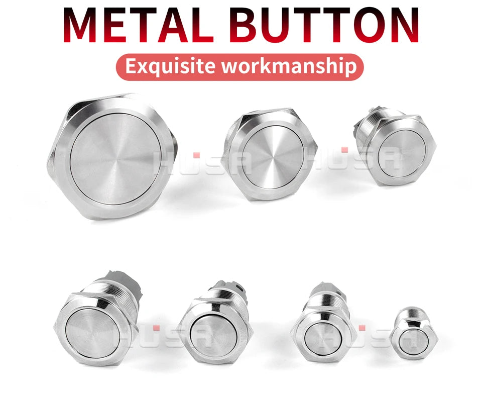 12/16/19/22/25/30/40mm Waterproof Metal Push Button Switch NO LED Light Momentary Latching Car Engine Power Switch  1NO1NC