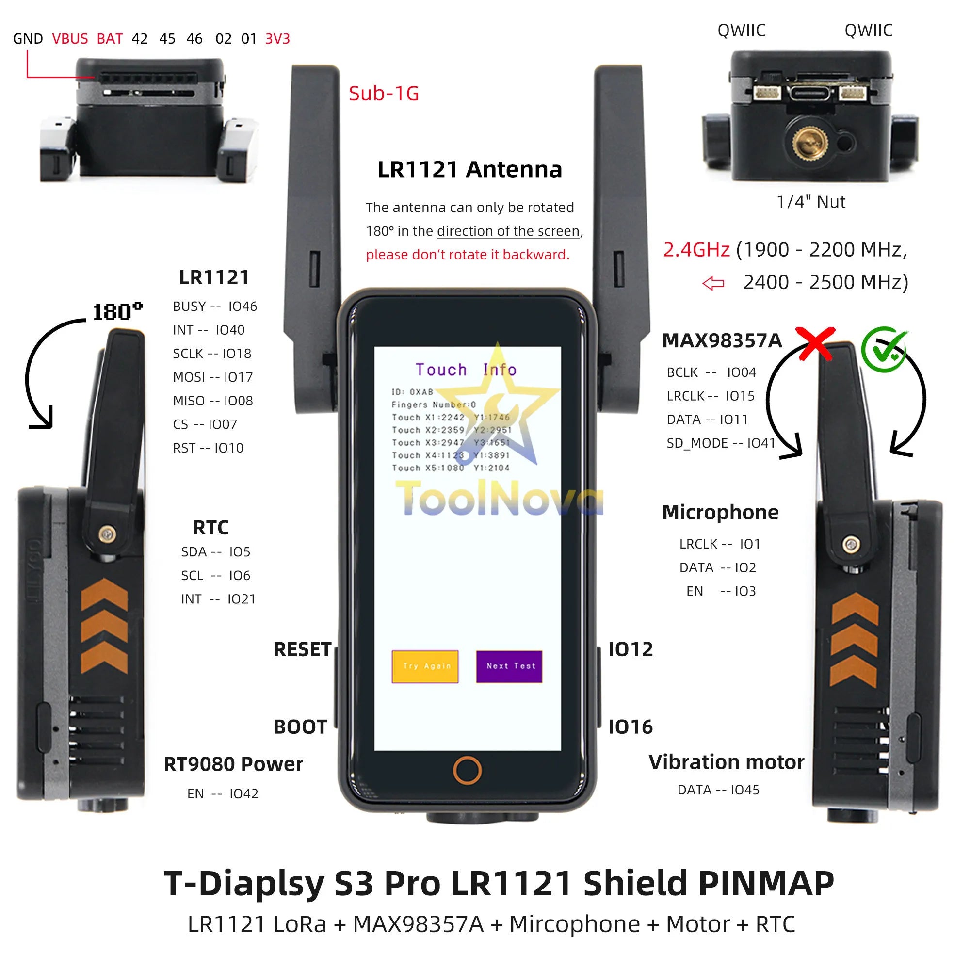 T-Display-S3-Pro-LR1121 LORa+MAX98357A+Mircophone