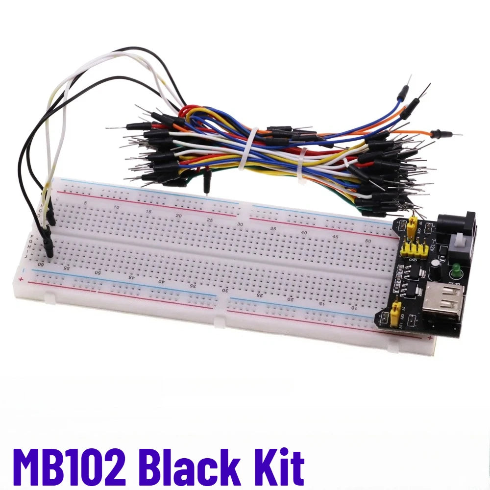 MB102 Breadboard Power Module 3.3V/5V MB-102 830 Points Prototype Bread Board for Arduino Kit 10/20/30cm Dupont Wire 65pcs Cable