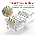 Natalink RJ45 CAT6/5e Connector Network Unshielded Modular Plug Adapter 30μ Gold-Plated 8P8C Crimp UTP for Ethernet Cable
