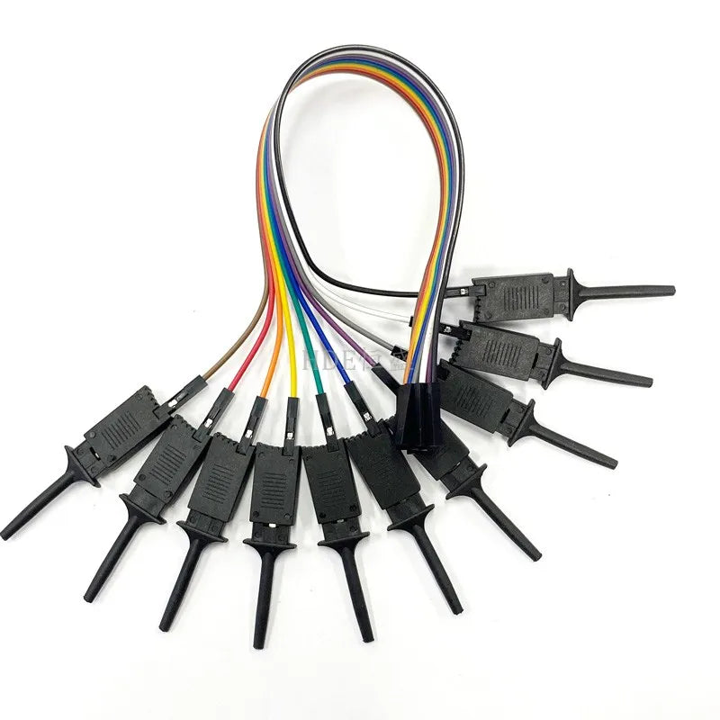 10Pcs Test Hook Clips with 20/30cm Male Header Jumper Wires & SOIC IC Grabber, Test Hook Clips to Dupont Wire for Power Supply