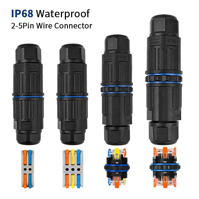 Electrical Cable Connector M20 IP68 Waterproof Inline Wire Connector Screwless Push In Cable Splice for Outdoor LED Lighting