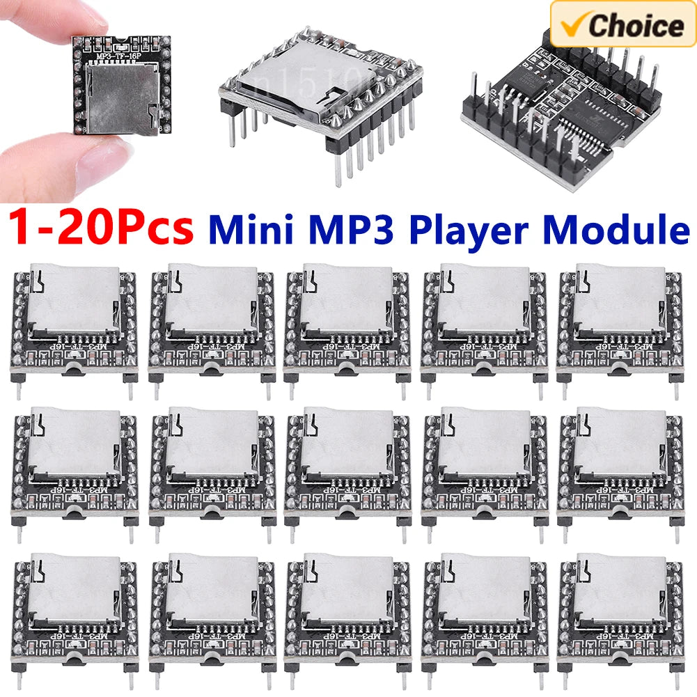 DFPlayer Mini MP3 Player Module TF Card U Disk Mini MP3 DF Player Audio Voice Module IO/Serial Port/AD MP3-TF-16P for Arduino
