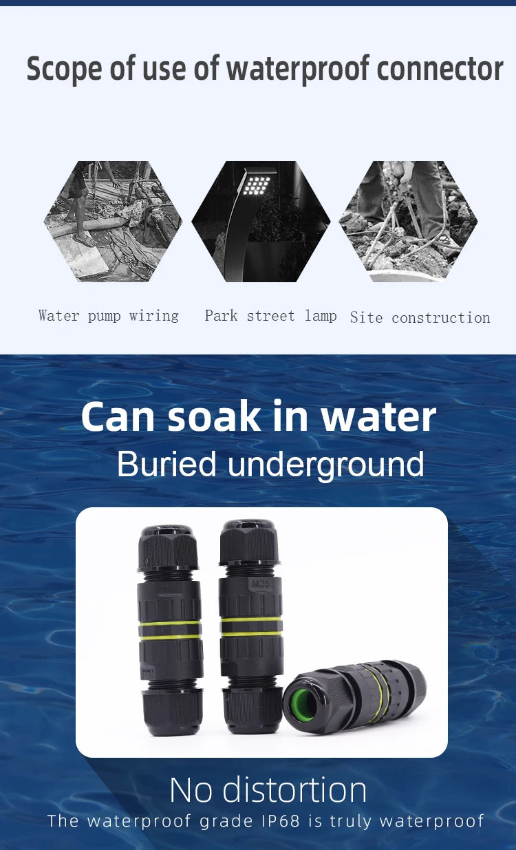 ip68 waterproof connector led connector2/3/4/5/6Pin Adapter terminal Outdoor rain proof of electric wireNo welding for screws