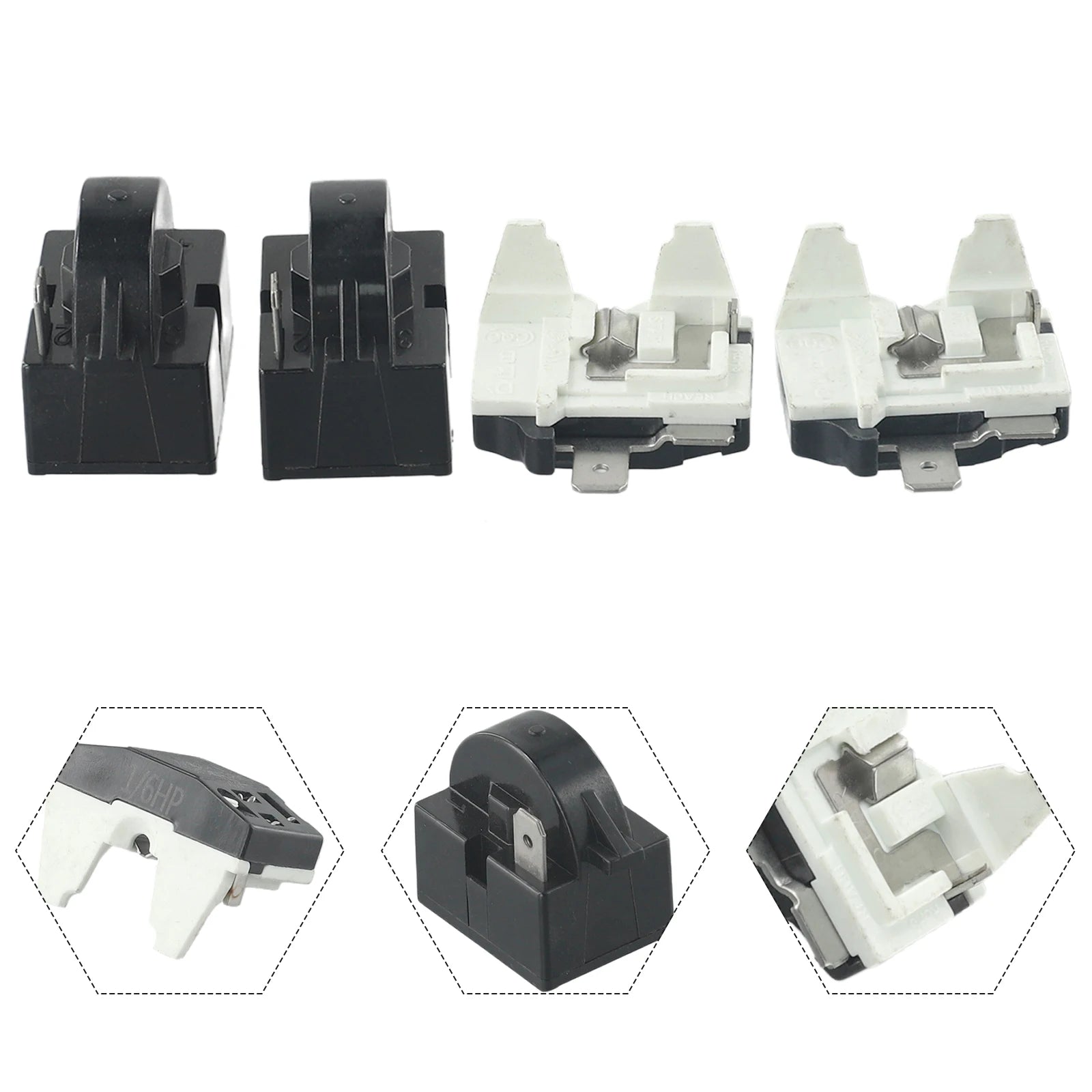 2pcs Refrigerator PTC Start Relay 1/2 Pin 15 Ohm 1/6H Compressor Overload Protector Starting Relay Light Weight Power Supplies