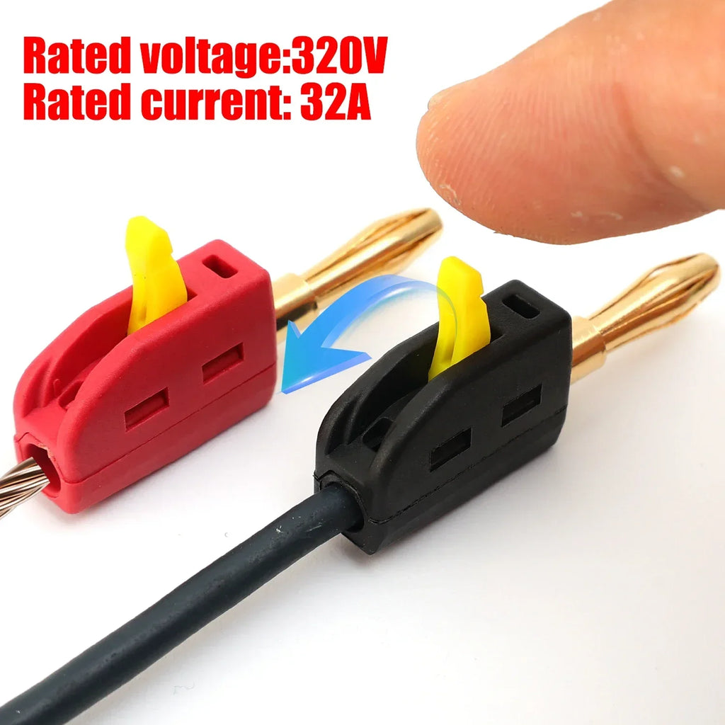 Portable 32A 4mm Banana Plug Solderless Quick Connect High Current Gold-Plated Banana Connectors Audio Copper Speakers Amplifier