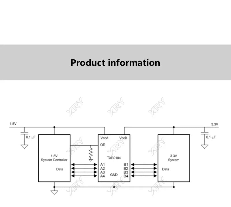 TXB0104 4-Channel Bidirectional Logic Level Shifter Auto Direction Sensing 1.8V to 5.5V for I2C UART GPIO, No Pull-Up Resistors