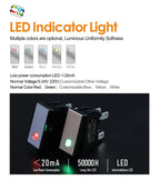LANBOO High-End Quality Latching  Rocker Switch 20A 16Amp Current Push Button 2no2nc with LED 3-8V/9-24V/220V