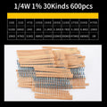 Snvi Resistor Kit 1/4W 1% Metal Film Resistors Set 300pcs 600pcs 820pcs 2600pcs 30 41 130 Values Electronic Components