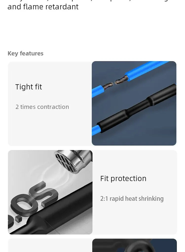 127/328/580pcs Heat Shrink Tubing Wrapping kit 2:1 Shrinkable Wire Shrinking Wrap Tubing Wire Connect Cover Protection Sleeving