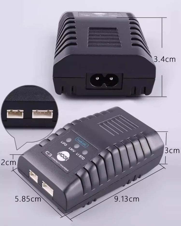 ToolkitRC C3 Balance Charger 2S 3S 25W LiPo LiHv RC Model Simple Universal Charger for FPV RC Model