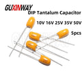 5PCS 10V 16V 25V 35V 50V Tantalum Capacitor 1UF 2.2UF 3.3UF 4.7UF 10UF 22UF 33UF 47UF 100UF 220uF 0.1uF 0.22uF 0.47uF 0.68uF DIP