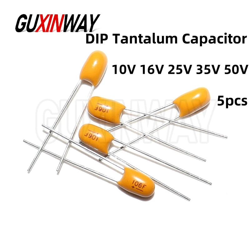 5PCS 10V 16V 25V 35V 50V Tantalum Capacitor 1UF 2.2UF 3.3UF 4.7UF 10UF 22UF 33UF 47UF 100UF 220uF 0.1uF 0.22uF 0.47uF 0.68uF DIP