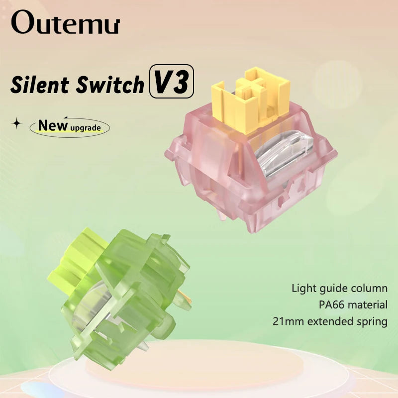 Outemu Silent Peach V3 Switch Lubed Silent Lemon V3 Switches Mechanical Keyboard Linear Tactile 5Pin Hot Swap PA66 Pre Lubed POM