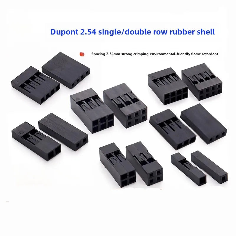 50pcs 2.54mm Single/Double Row Dupont Rubber Shell Dupont Plug Terminal Connector 1/2/3/4/5/6/7-20P Wholesale