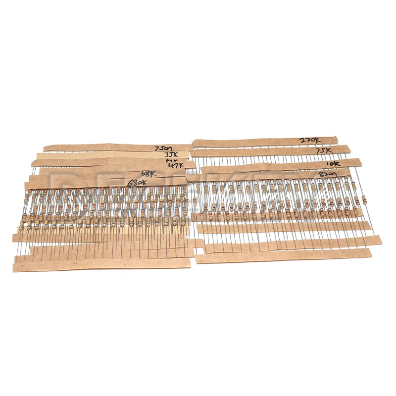 860pcs 1/4W Carbon Film Resistor Kit 5% Resistance Assorted Set 43valuesX20pcs 1R - 1M Ohm 0.25W Sample Pack