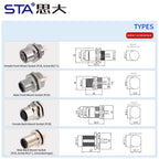 M12 Sensor Waterproof Circular Connector Panel Mount Bulkhead Installation Metal Male Female PCB Socket 2 3 4 5 6 8 12 17pin