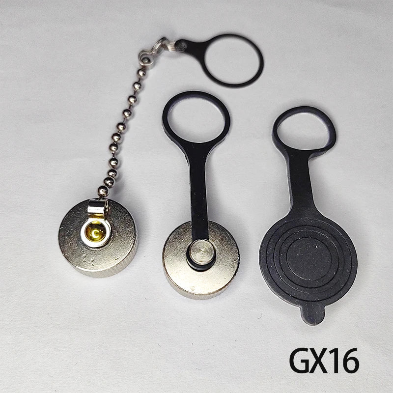 GX12 GX16 GX20 Aviation Circular Plug Socket Waterproof Dust Cable Connector Metal Leather Chain Protective Sleeve Cap