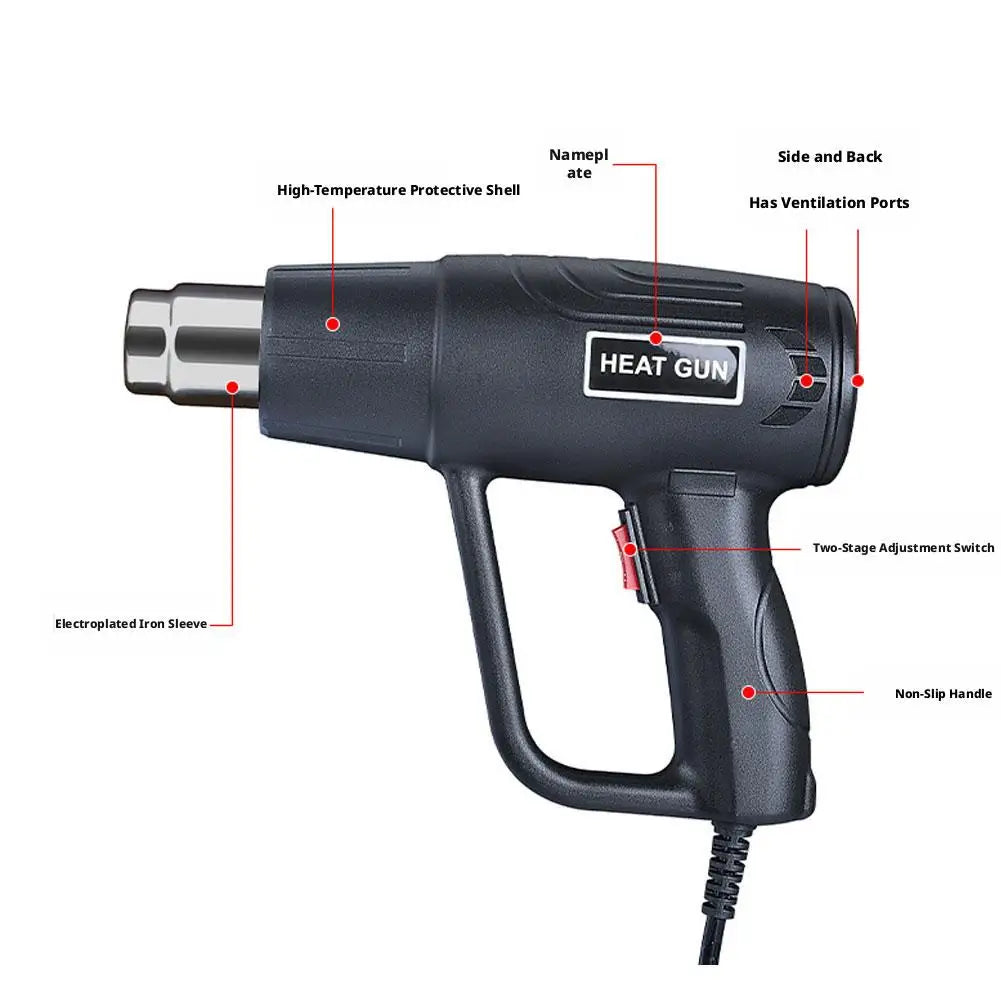 2000W Electric Heat Gun For Car Wrap Vinyl Film Shrink Thermal Blower Industrial Hot Air Gun Auto Detailing Power Tools