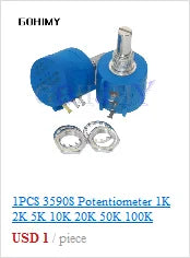 LA42DWQ-22 1K 2K 5K 10K 20K 50K 100K 200K 22mm Diameter Pots Rotary Potentiometer Converter Governor Inverter Resistance Switch