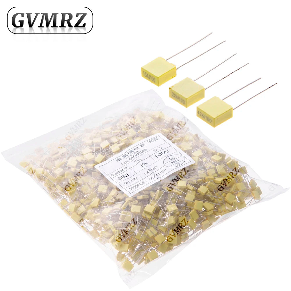 100pcs/1000pcs/20pcs 102J152J 222J 332J 472J Metal film capacitor 1NF 47NF 100NF 220NF capacitor 682J 103J 1.5NF 5NF 22NF