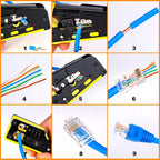RJ45 Pass Through Crimp Tool, RJ45 Cat5 Cat6 Cat7 Crimping Tool, RJ11 Crimping Tool, Ethernet Network Cable Crimper Stripper