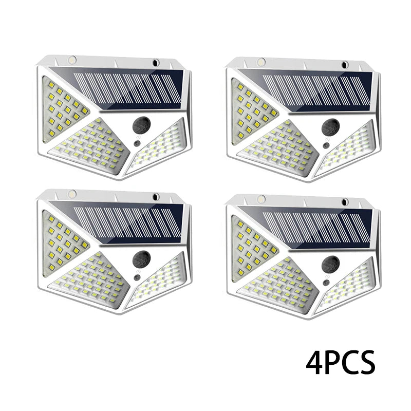 1-12 Pack Solar Lights Outdoor 100 LED Wall Lamp Motion Sensor Lights Waterproof Solar Street Light for Garden Porch Yard Garage