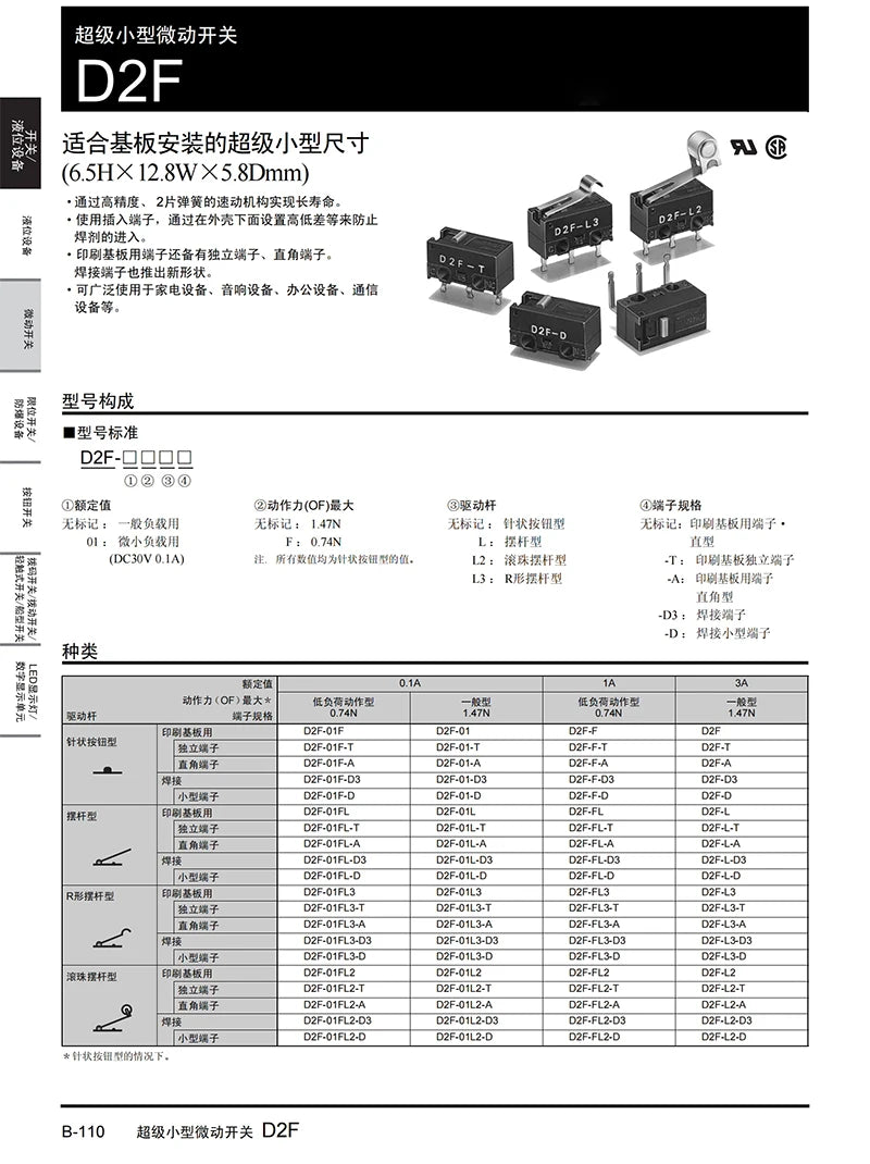 Mouse Button Switch D2FC-F-7N D2FC-F-K(50M) D2FC-F-7N(20M)(OF) D2FC-F-7N(10M)(OF) Mouse Micro Switch for omron mouse switch