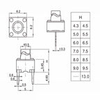 1000PCS 2 pins 6*6*4.3mm/5mm/6mm/7mm Mid-foot Switch Tactile Push Button Switches
