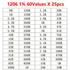 0402 0805 0603 1206 SMD Resistor Kit Assorted Kit Sample Kit 60 Values 0R 1 2.2 3.3 4.7 5.1 10 22 47 51 20K 100K 100 200 220 ohm
