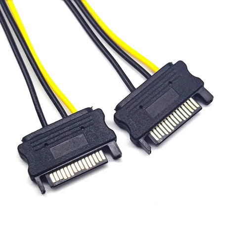 1/2/5/10pcs Double 15Pin SATA Male To 6Pin PCI-E Male Video Card Power Supply Adapter Cables Graphics Adapter Extension Cord