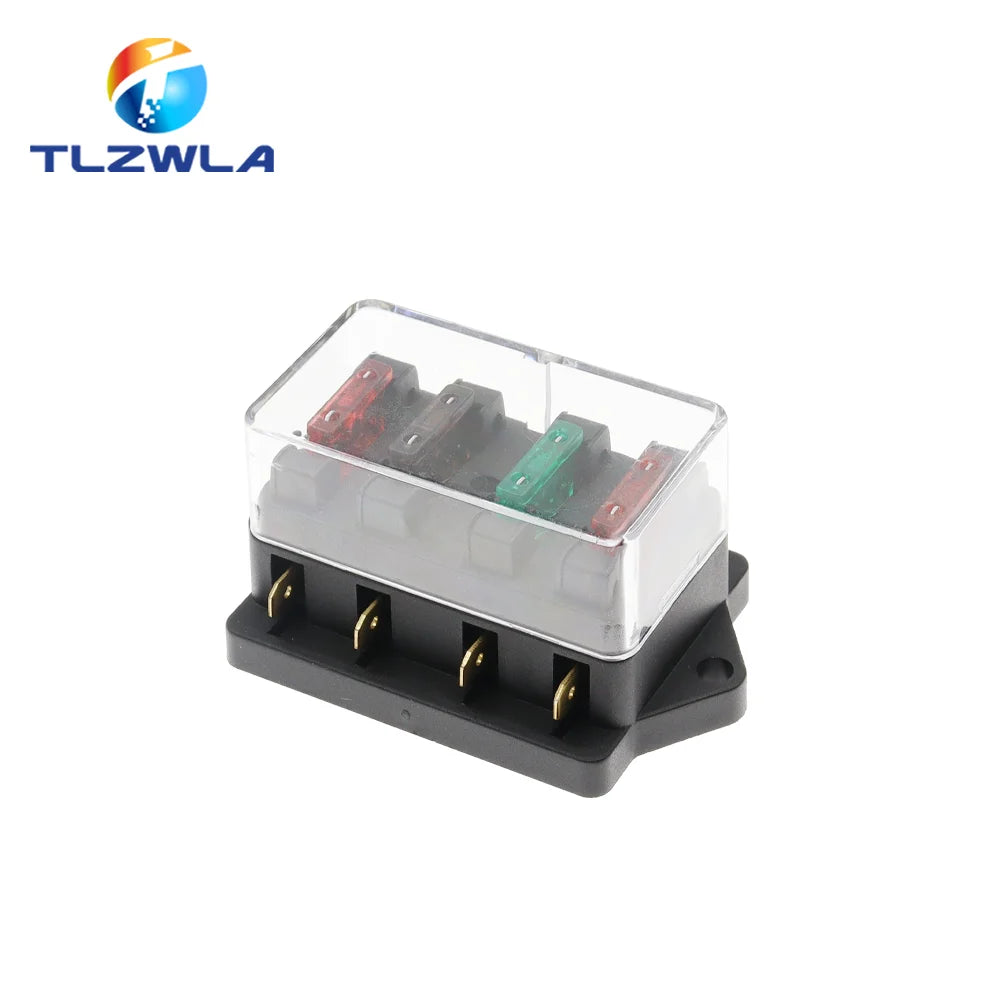 4/6/8/12 Way Car Fuse Box Car Fuse Holder Car Truck Auto Blade Fuse Box with 4/6/8/12 Fuses for 12V 24V ATO Standard Circuit