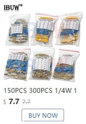 150PCS 300PCS 1/4W 1/2W 1W 2W 3W Resistance 1% Metal Film Resistor Assortment Kit Set 30Kinds Each 5/10PCS 1~750 1K~820K Ohm