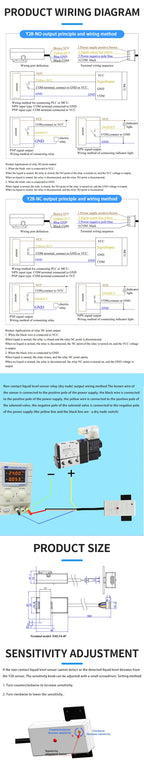 5/12/24V XKC-Y28 Capacitive Liquid&Water Level Sensor for 11mm+Diameter Tubes Pipelines & 0-20mm Thickness Flat Tanks Containers