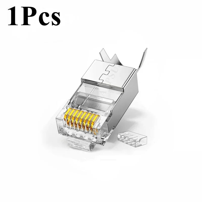 1/10PCS RJ45 Cat7 Cat6A Shielded Pass Through Connector 8P8C 50UM Gold Plated FTP/STP | RJ45 Network Modular Plug Crystal Head