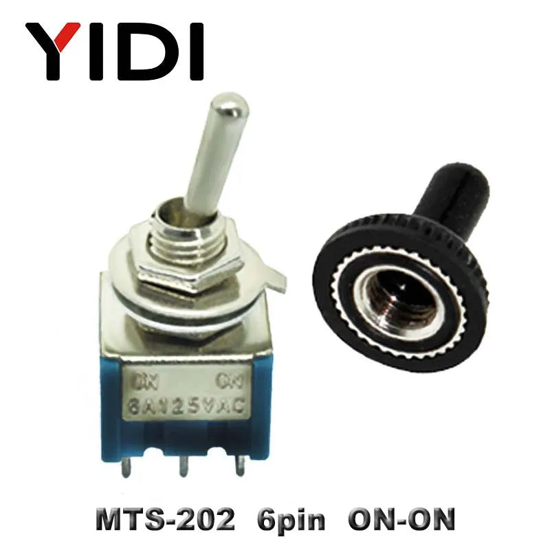 6A 125VAC Mini 6mm Toggle Switch MTS 102 103 202 203 302 303 402 403 on off SPDT DPDT on off on 3PDT Switch with Waterproof Cap