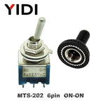 6A 125VAC Mini 6mm Toggle Switch MTS 102 103 202 203 302 303 402 403 on off SPDT DPDT on off on 3PDT Switch with Waterproof Cap